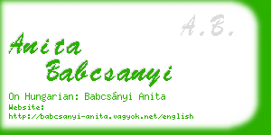 anita babcsanyi business card