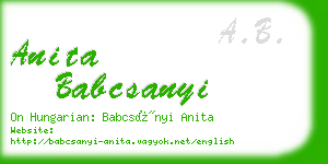 anita babcsanyi business card